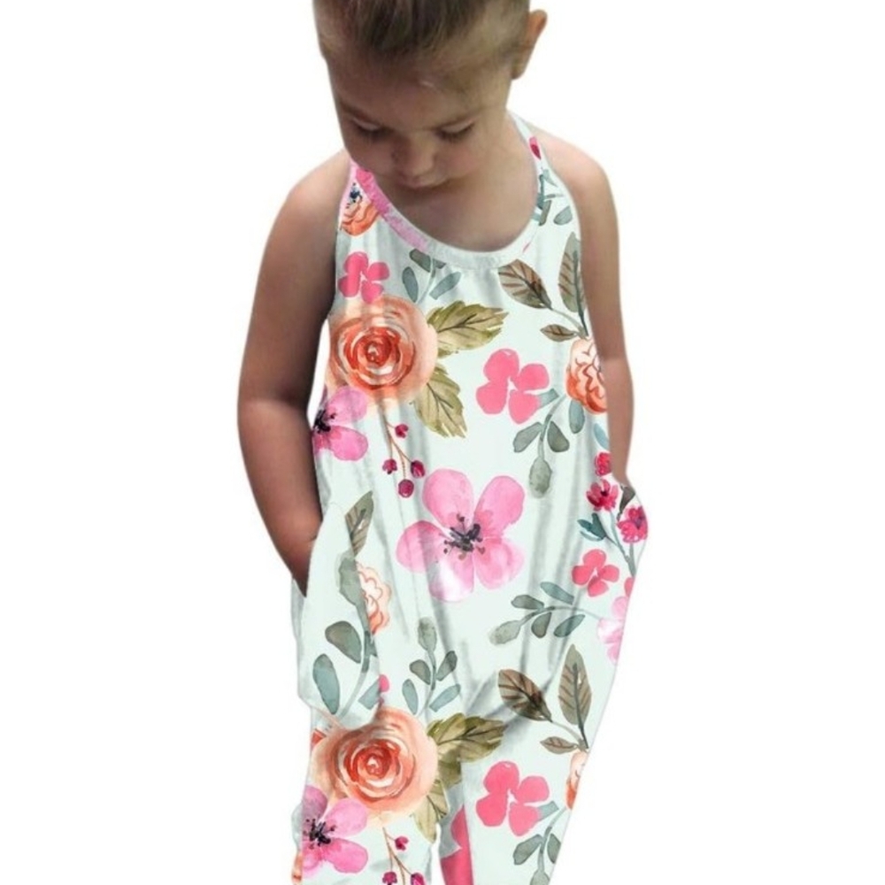 Floral Sleeveless Jumpsuit for Kids